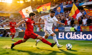 皇马对阵巴萨的足球比赛精彩瞬间